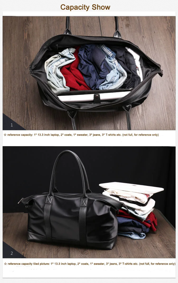 Черные сумки большой емкости, сверхлегкие мягкие нейлоновые сумки из натуральной кожи, мужские сумки для путешествий, деловые дорожные сумки(XW5008