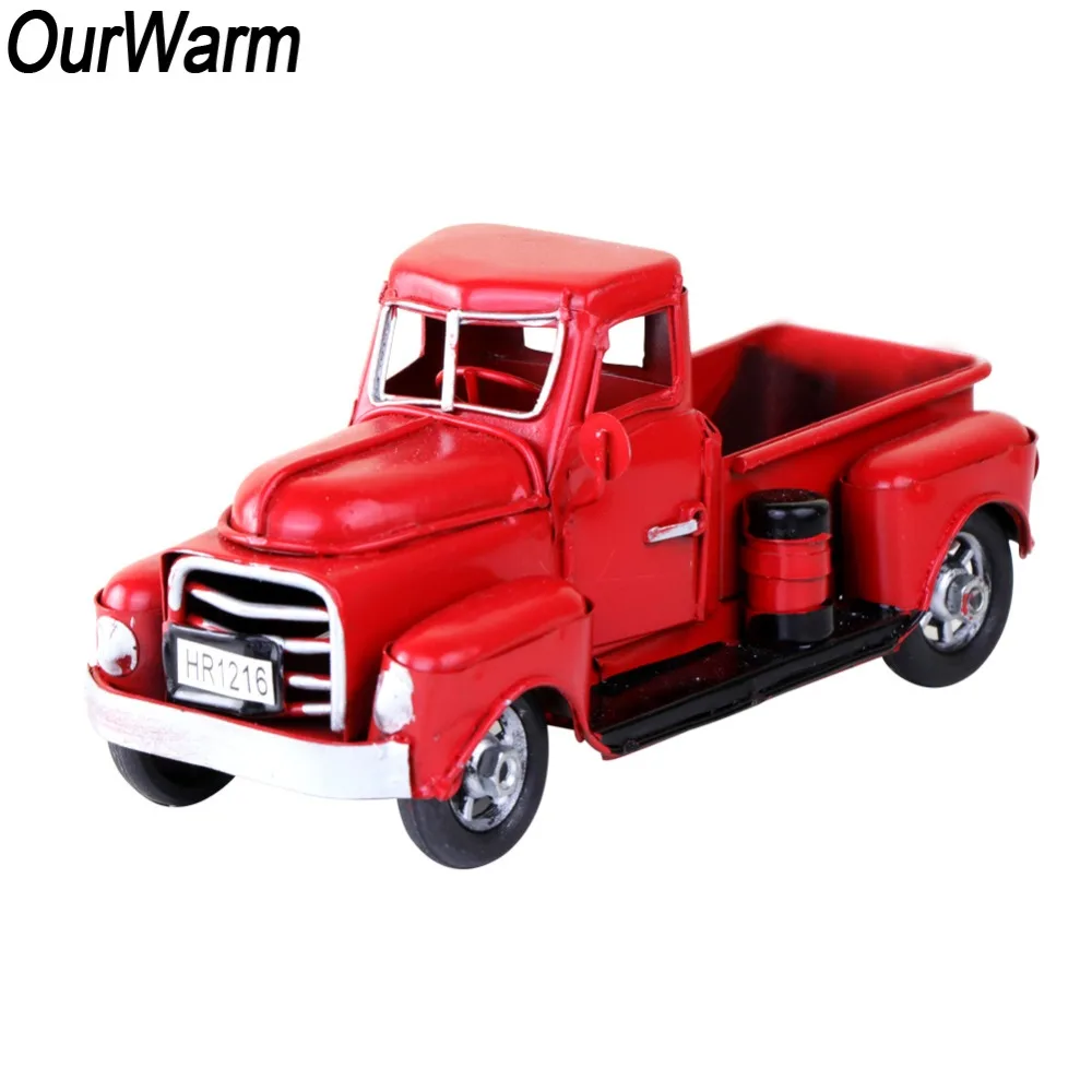 OurWarm Christmas 2018 Little Red Truck Table Top Decor New Year's Products for Kids Metal Vehicle