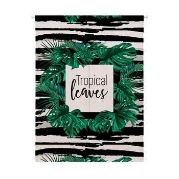 

Tropical Plants Jungle Pattern Curtain Thickened Cotton Half Curtain Coffee Short Curtain for Window Kitchen Cabinet Door