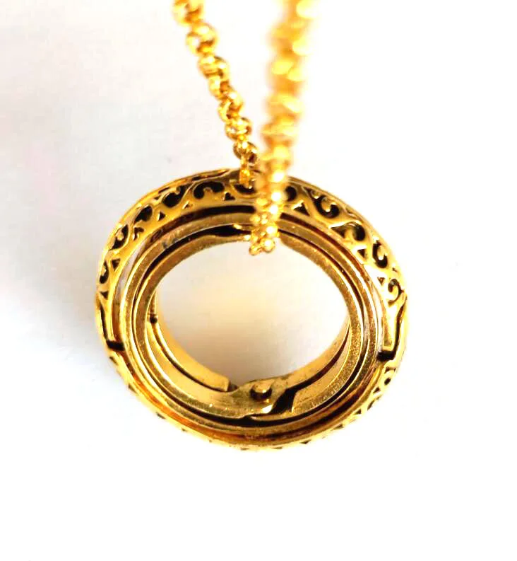 Astronomical Sphere Ball Ring Open Locket Cosmic Finger Ring for Women Men Gold/Sliver Couple Lover Jewelry Accessories - Цвет основного камня: necklace