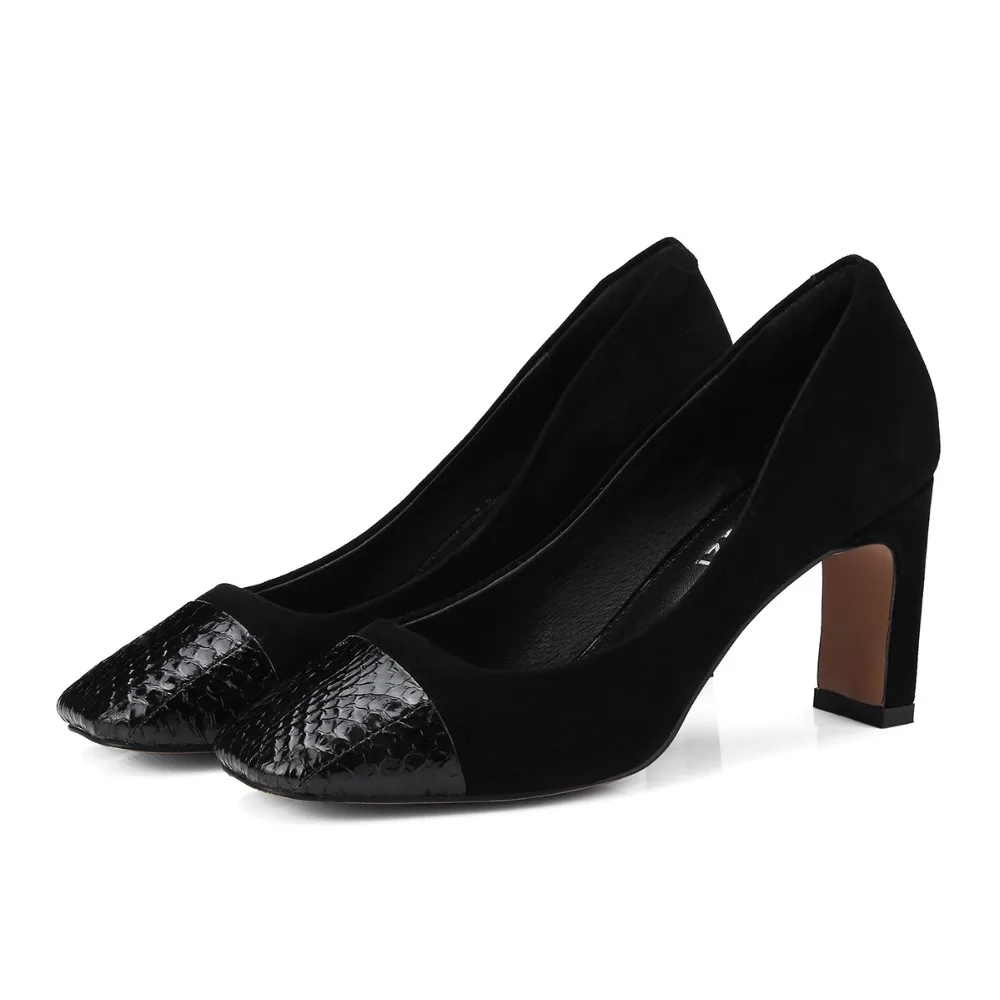 Donne Di Stagioni Testa Scarpe Famosa 2019 Color L'estate Del Alto black Singoli Piazza Primavera Pattini Cuoio Autumn Fragrance Pendolari E Alta Tacco Marca Delle Col w0Y0x