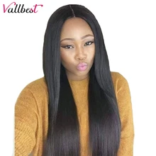 Vallbest 150% Remy перуанские прямые парики на шнурках для черных женщин 13*4 человеческие волосы на кружеве Парики Perruque Cheveux Humain 1B