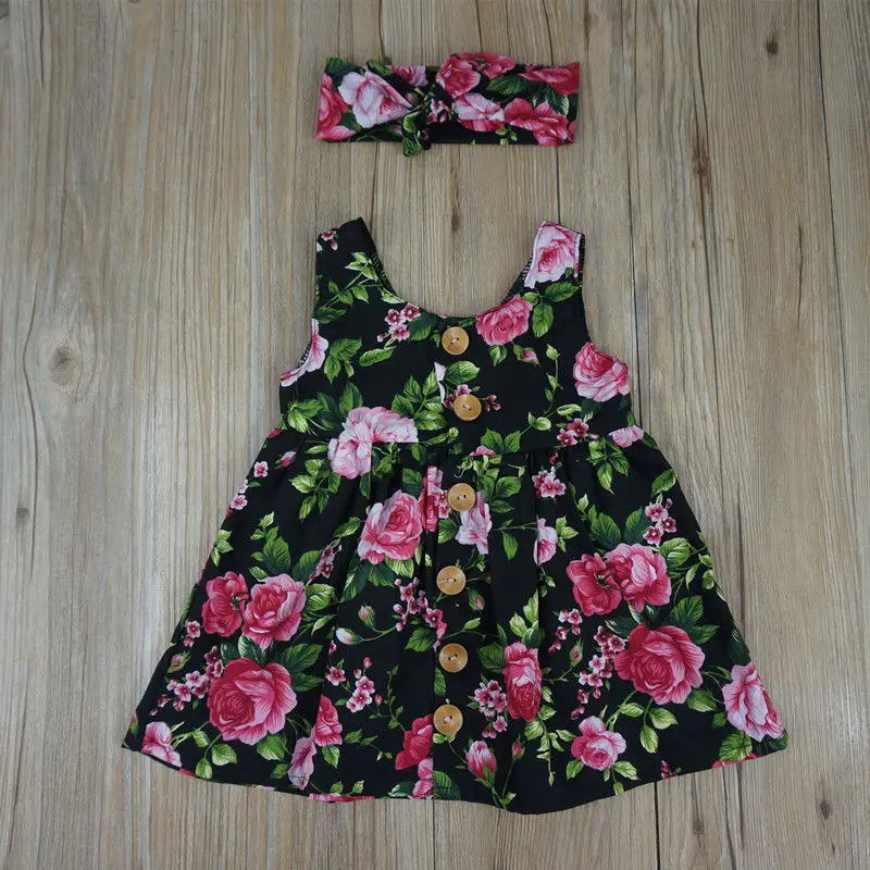 Waiwaibear -Summer- Sleeveless-Girls- Dress-Baby-Girl- Clothes-Button- Floral-Dress- Wedding- Pageant-Formal- Dresses- Sundress- Clothing (1)