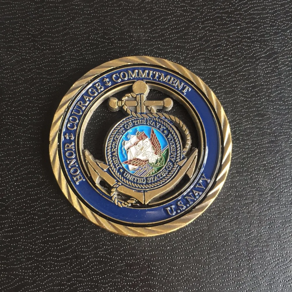 U-s-Navy Core Values USN Challenge Coin, пустотелая монета сувенир