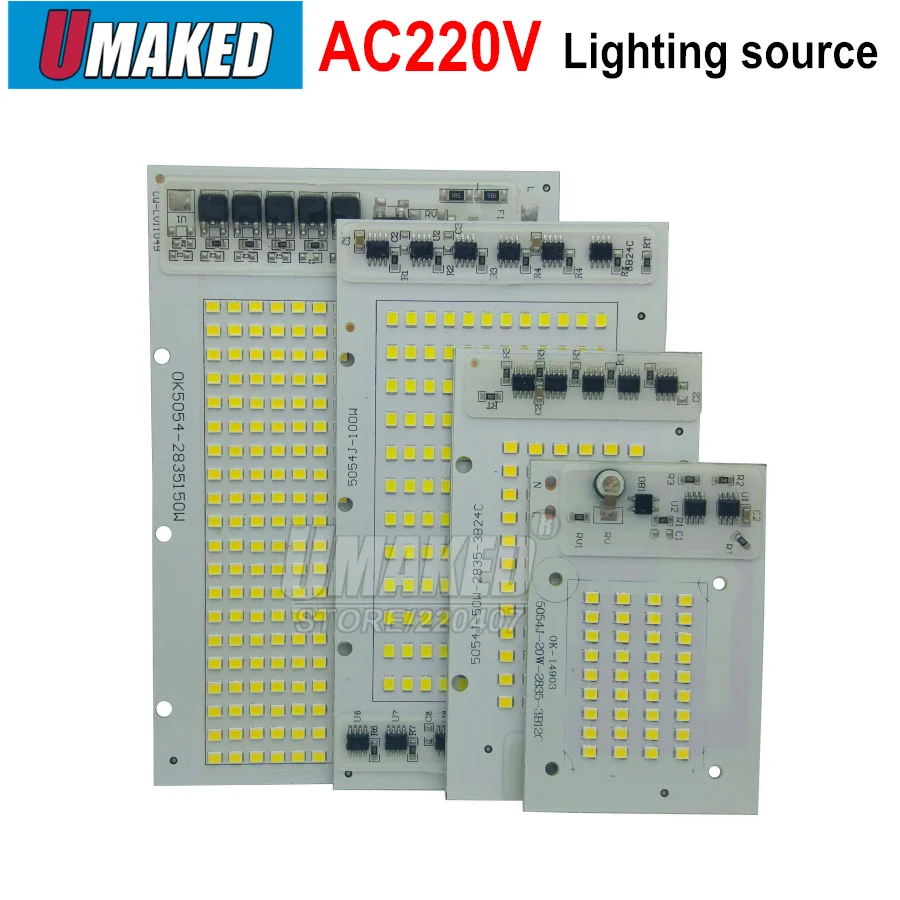 1 шт. COB светодиодные лампы чип лампа Smart IC 220 В 200 Вт 150 100 50 30 20 для наружного Прожектора Теплый белый/белый