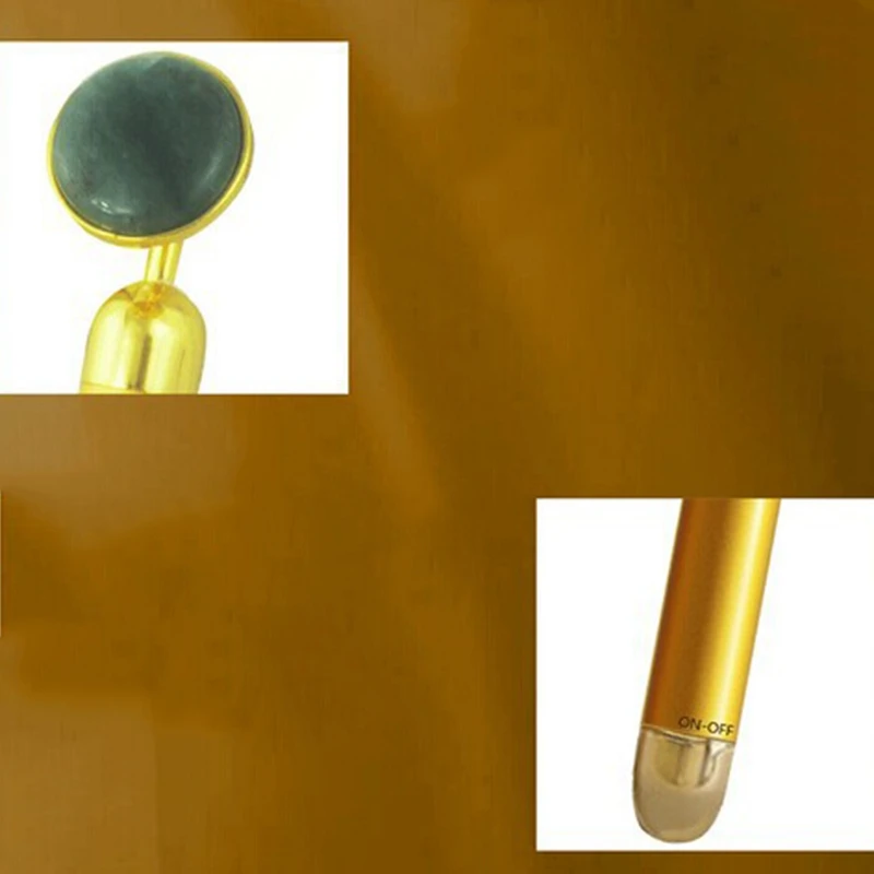 Jade 24K золотой массажер для лица вибратор Стик красота бар мощный лифтинг лица истончение морщин против старения Электрический массажер Fac
