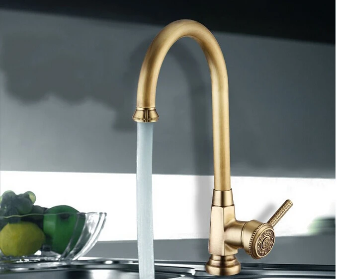 

Luxury Elegant Antique Gold Bronze Faucet Kitchen Bathroom Vessel Sink Mixer Tap Swivel Cozinha Torneira Plumbing Sanitary