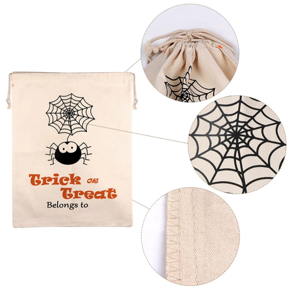 OurWarm 36x44 см на Хэллоуин с надписью Trick or treat сумка для детей паук Тыква холст конфеты сумки шнурок подарок мешок Хэллоуин украшения