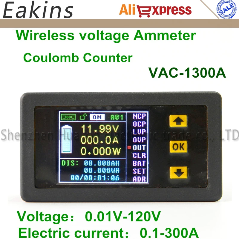 

Color LCD Multimeter VAC1300A for voltage current power capacity watt power time real-time monitoring