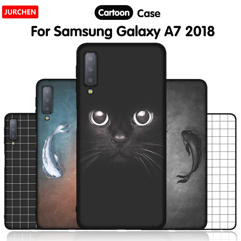 

JURCHEN Phone Case For Samsung Galaxy A7 2018 Cases A750 A750F Cartoon Soft Silicone Back Cover For Samsung Galaxy A7 2018 Case