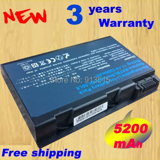 

5200mAh battery for Acer Aspire 3100 3690 5100 5110 5515 5610 5630 5650 5680 9110 9120 9800 9810 BATBL50L4 BATBL50L6 BATCL50L6