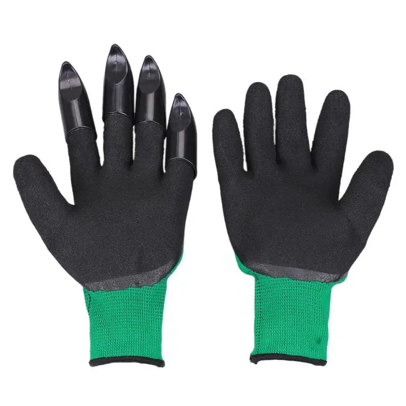 1 Pair Garden Gloves For Digging Planting Garden Working Genie Rubber Gloves With 4 ABS Plastic Claws Garden Tools for Digging - Цвет: Зеленый