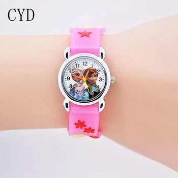 

2019 fashion 3D Cartoon kids Watches Children Girls Boys Elsa and Anna Watch Casual Silicone Quartz Wristwatch Relogio Clock
