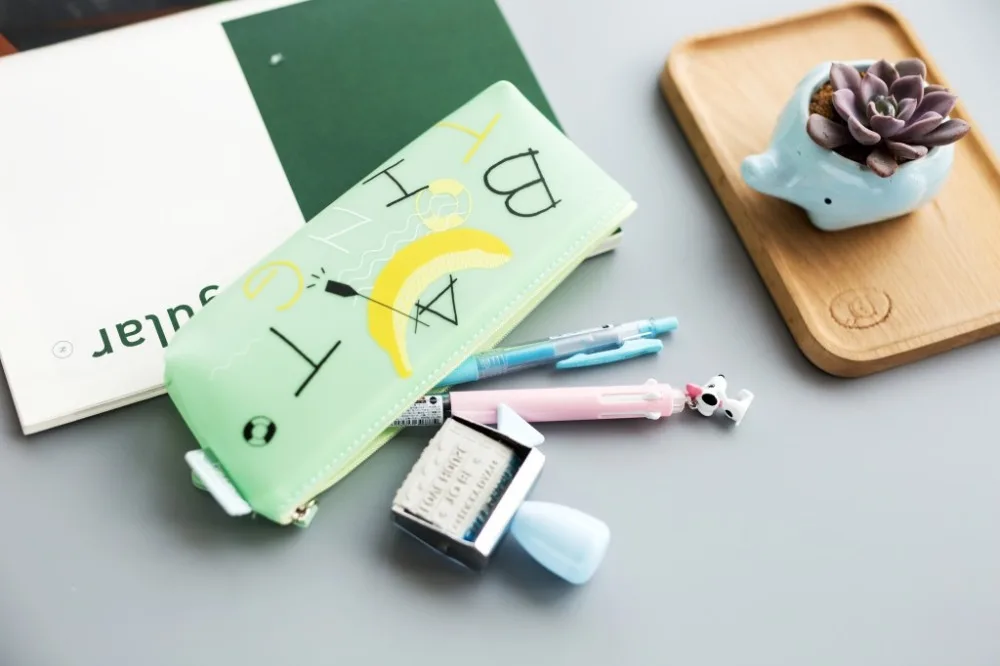 Cute Kawaii Pencil Case Silicone Cartoon Fruit PenBox Zipper Pencil Bag for Student Gift School Pencil Pouch Stationery Supplies (42)