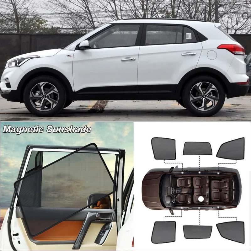 

Car Side Windows Magnetic Sun Shade UV Protection Ray Blocking Mesh Visor For HyundaiIX25 Curtain Accessories