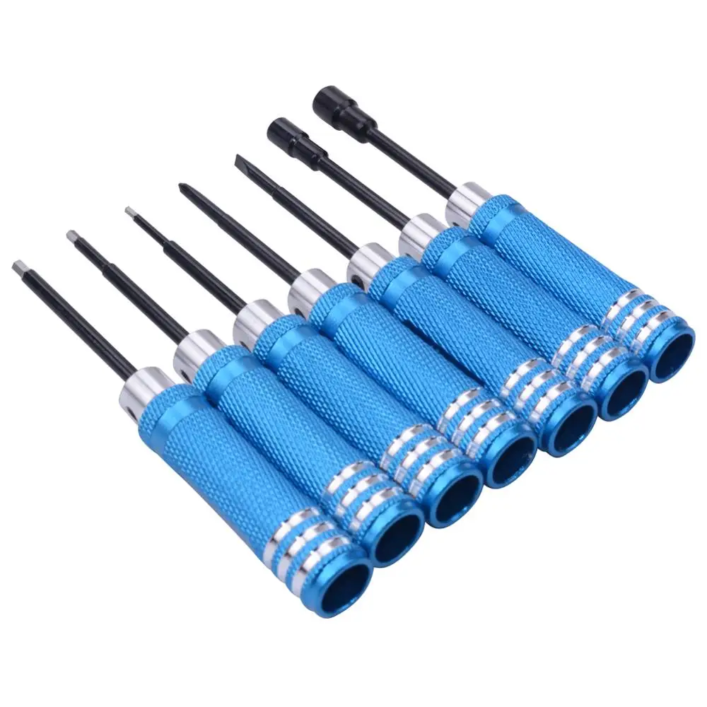 

7pcs/set RC Tools hex screw driver set titanium plating hardened 1.5 2.0 2.5 3.0mm screwdriver For RC helicopter tools
