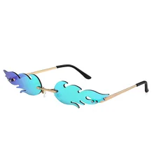 Солнцезащитные очки с огненным пламенем для женщин и мужчин, солнцезащитные очки без оправы, новинка, модные очки, роскошные трендовые узкие солнцезащитные очки, уличная одежда