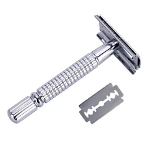 Горячая 1 Бритва+ 1 лезвие Классическая бритва для бритья двухсторонняя для мужчин уход за лицом руководство нержавеющая Безопасная бритва Щепка профессиональная