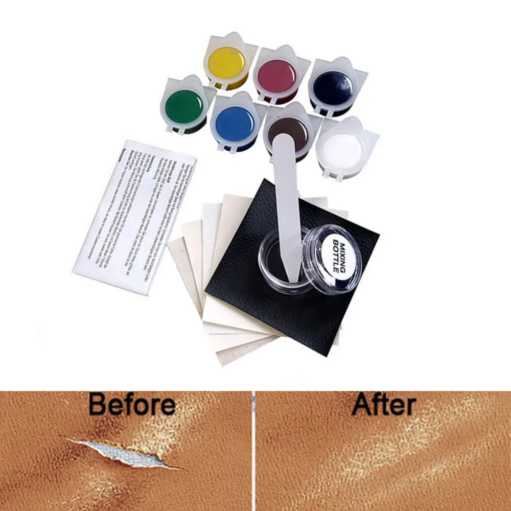 

No Heat Liquid Leather & Vinyl Repair Kit Fix Holes Burns Rips Gouges Auto Car Seat Sofa Coats Holes Scratch Cracks Rips