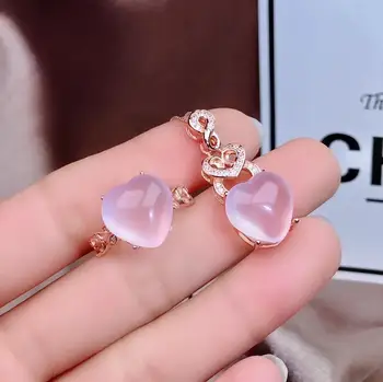 

light pink colour Rose Quartz gemstone and necklace with silver promotion price