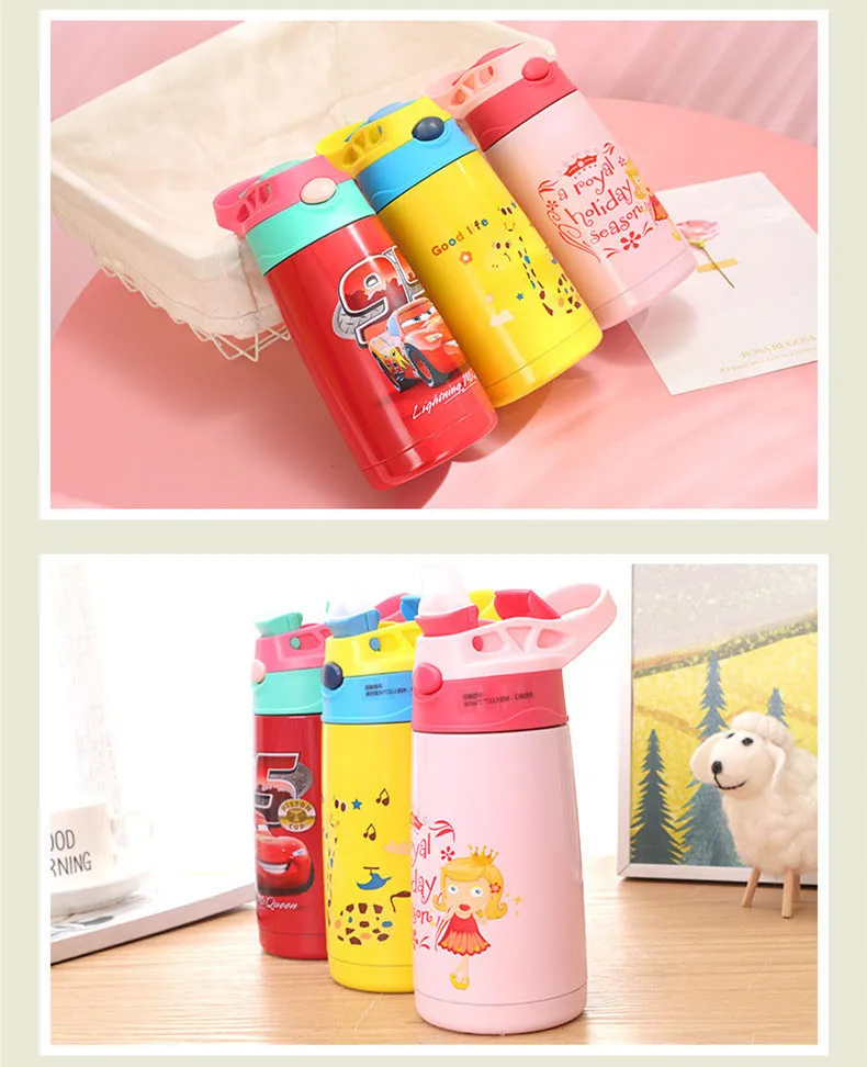 New 400Ml Baby mug stainless steel student duckbill child insulation cup with straw cute cartoon straw Vacuum Flasks& Thermoses