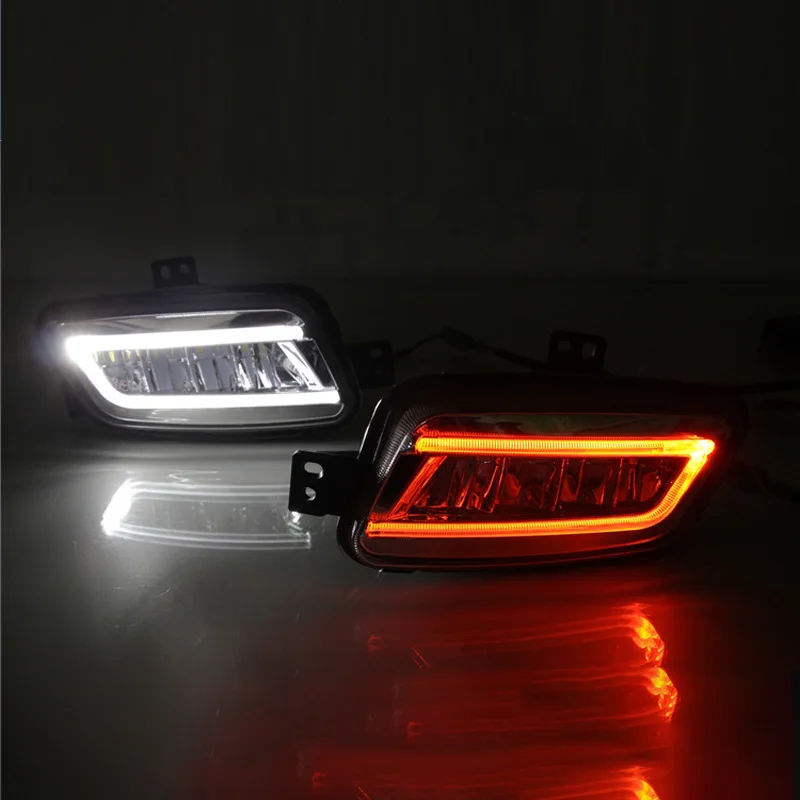 

ShenLao drl For Ford Everest 2016~2019 led Daytime Running Light DRL LED Fog Lamps Cover With Yellow Turn Signal two Functions