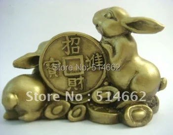 

Pair Rabbits with Chinese Coins&Ingots feng shui