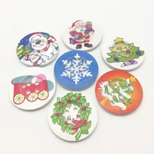 

20pcs 50mm 5CM Extra Large Wood Snowflake Santa Christmas Tree Buttons 4 Holes Round Sewing Button Embellishments Coat Accessory