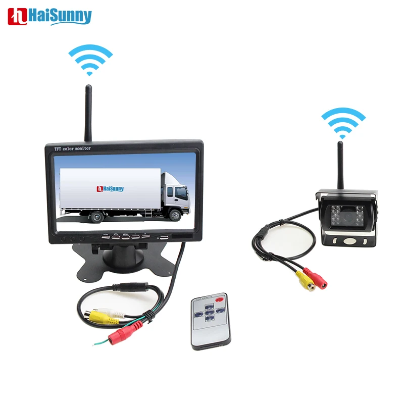 

HaiSunny For Trucks 2.4G Wireless Backup Parking Camera System With IR Night Vision Reversing Camera And 7 Inch Full HD Monitor