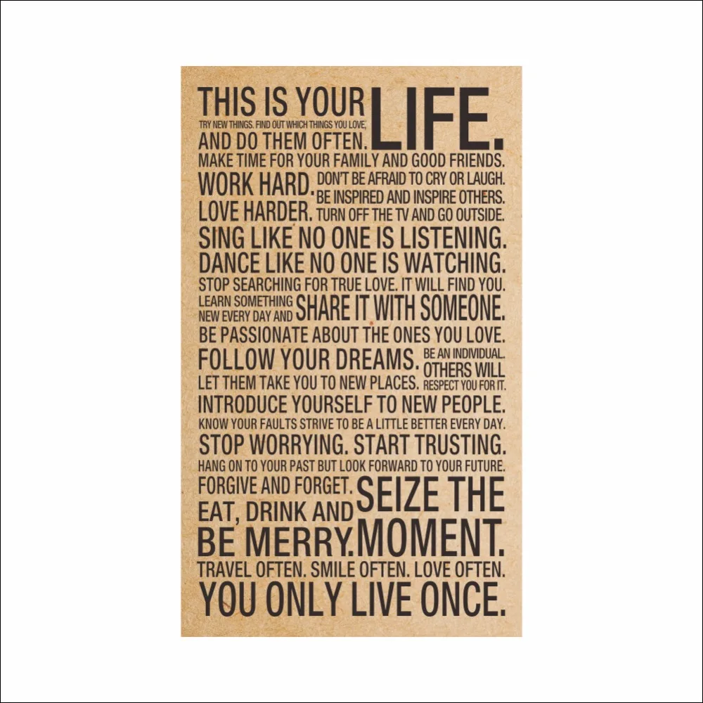 Chaude Monde Citation Populaire Ce Est Votre Vie Vintage Peinture Mots D Inspiration Kraft Papier Affiches Stickers Muraux Home Decor Art Aliexpress