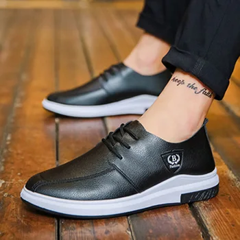 

Korean Version of British Casual Shoes Leather Tie with 100-lap Anti-skid Trend Men's Shoes