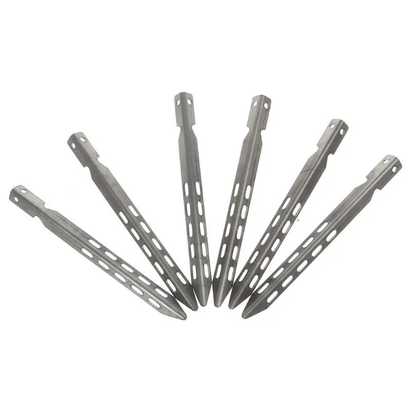 

2018 6pcs Ultralight Windproof Titanium Alloy V Shape Tent Pegs Camping Tents Nail Aug21_33