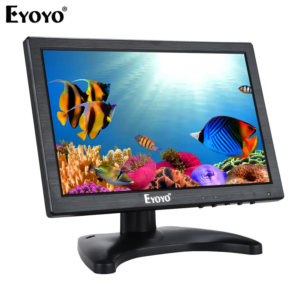 

EYOYO EM10A 10.1" IPS LCD Monitor Mini Computer Display LED Screen 2 Channel Video Input Security Monitor With Speaker VGA HDMI