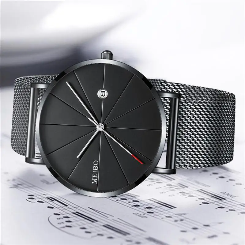 

Watch Men Quartz Fashion Military Stainless Steel Dial Mesh Band WristWatch Men Watch Clock Gift 2019 Luxury Brand bayan kol saa