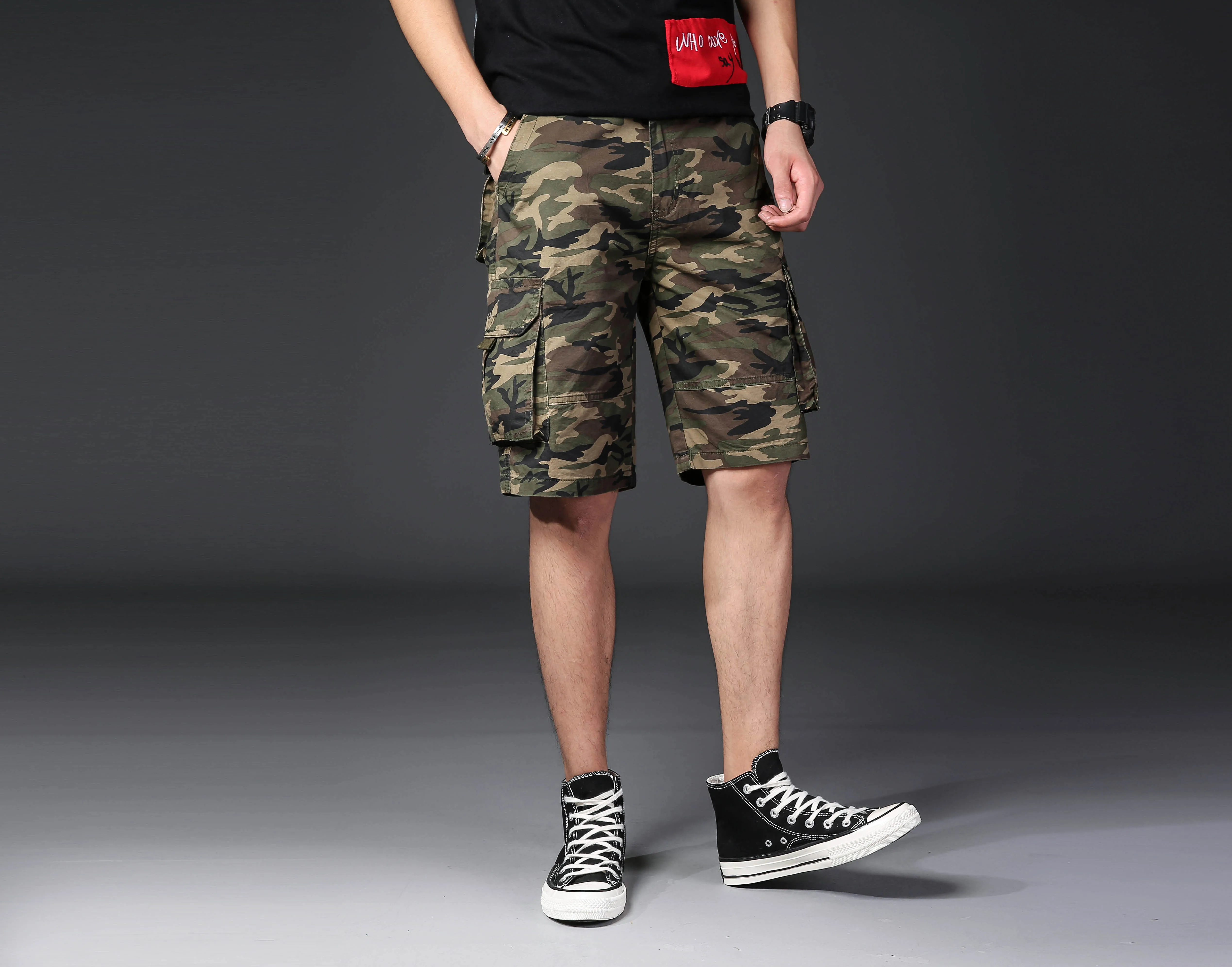 Хлопок, армейский зеленый камуфляж, камуфляжный принт, мутил, карманы, Военный стиль, Бермуды, карго, шорты для мужчин, взрослых мальчиков, летний сезон