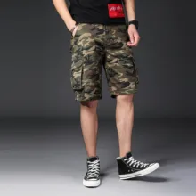 Хлопок, армейский зеленый камуфляж, камуфляжный принт, мутил, карманы, Военный стиль, Бермуды, карго, шорты для мужчин, взрослых мальчиков, летний сезон