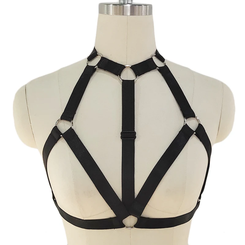 Black Cage Bra Sexy Elastic Body Harness Belt Adjustable Crop Top