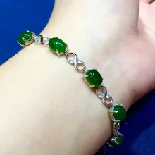 S925 стерлингового серебра ручной работы женские Для женщин кулон, природная яшма модные благородный браслет