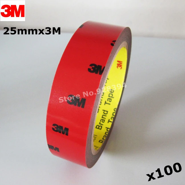 100Rolls 25mm x 3Meter 3M Tape Automotive Auto Truck Car Acrylic Foam