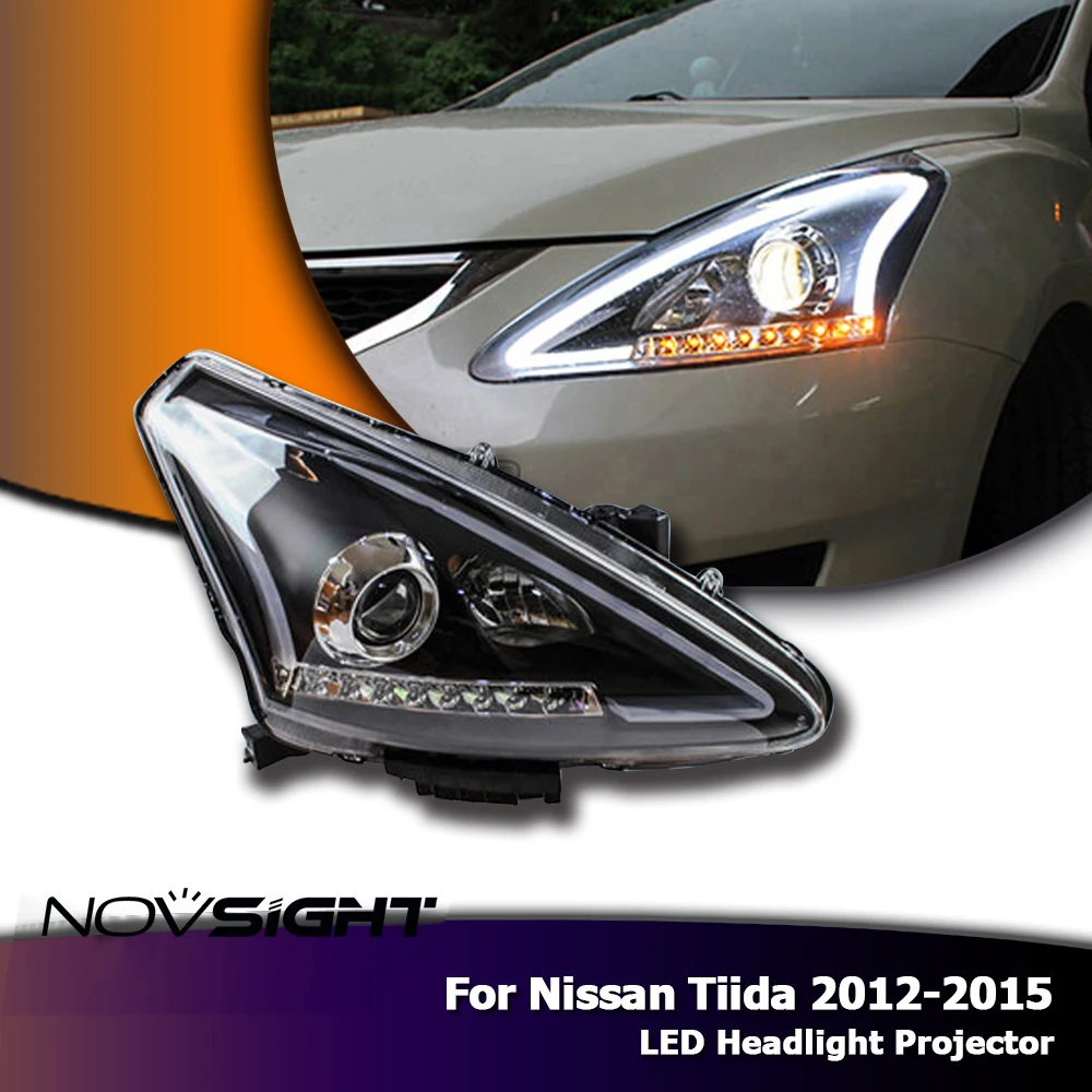 

NOVSIGHT 2PCS Car LED Headlights Assembly Projector DRL Fog Light Set For Nissan Tiida 2012-2015 Daylight