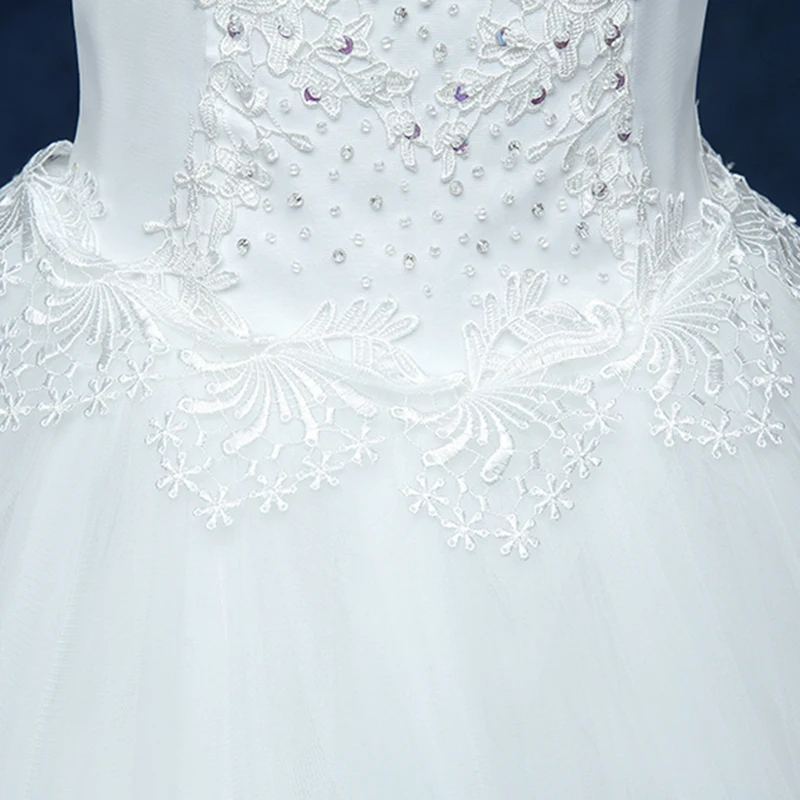 Vestidos De Novia, настоящая фотография, свадебные платья, Кристальное кружево, круглый вырез, белые дешевые платья принцессы, шикарные свадебные платья HS228