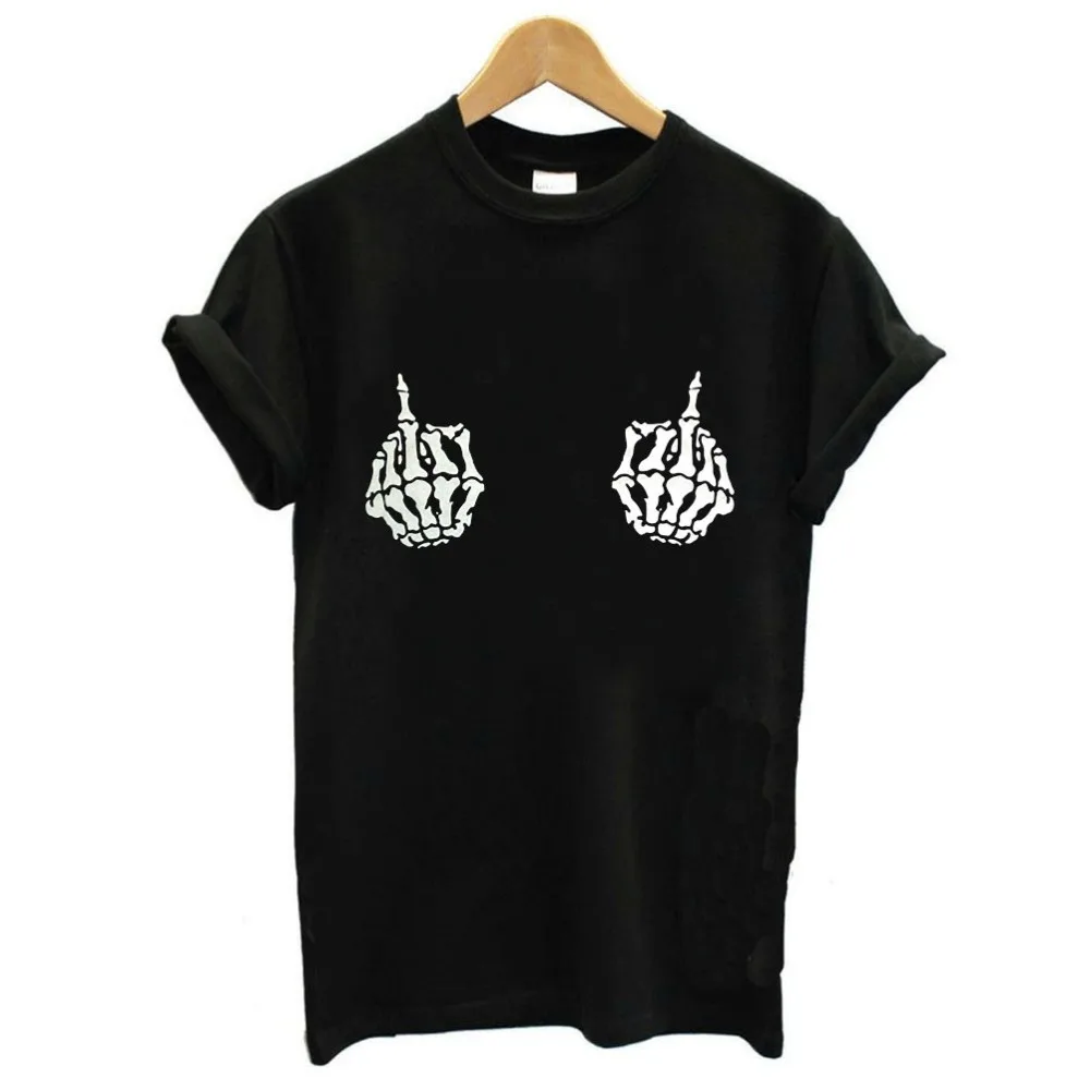 

2018 Summer Fashion New Short Sleeve T-Shirt Women Tops Skull Printed T Shirt Slim Fit Hip Hop Tops Rock Female Tshirt Women