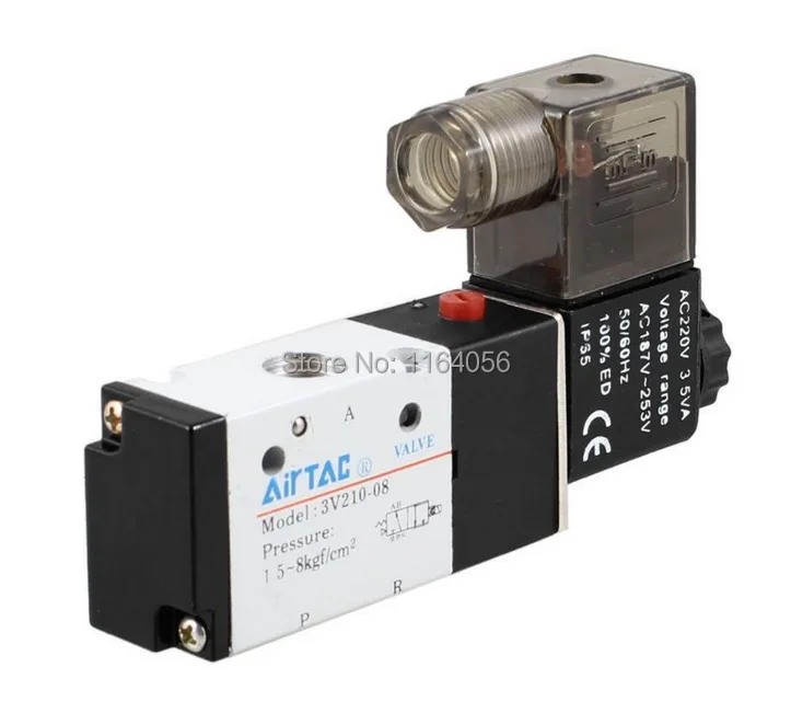 

AC 220V 3V210-08 2 Position 3 Way 1/4 PT Air Pneumatic Solenoid Valve