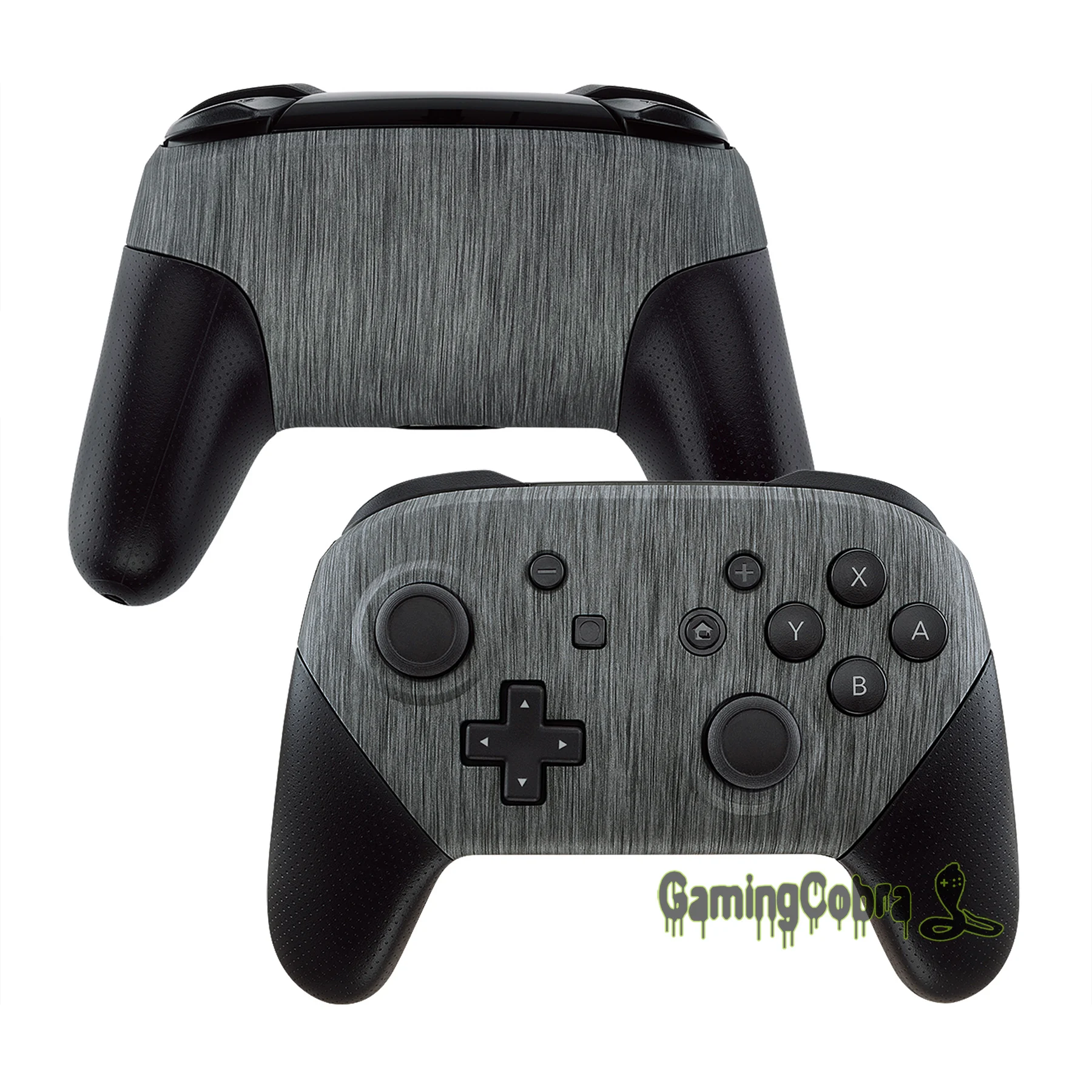 

Brushed Silver Patterned Soft Touch Faceplate and Backplate Replacement Shell Housing Case Cover for NS Switch Pro Controller