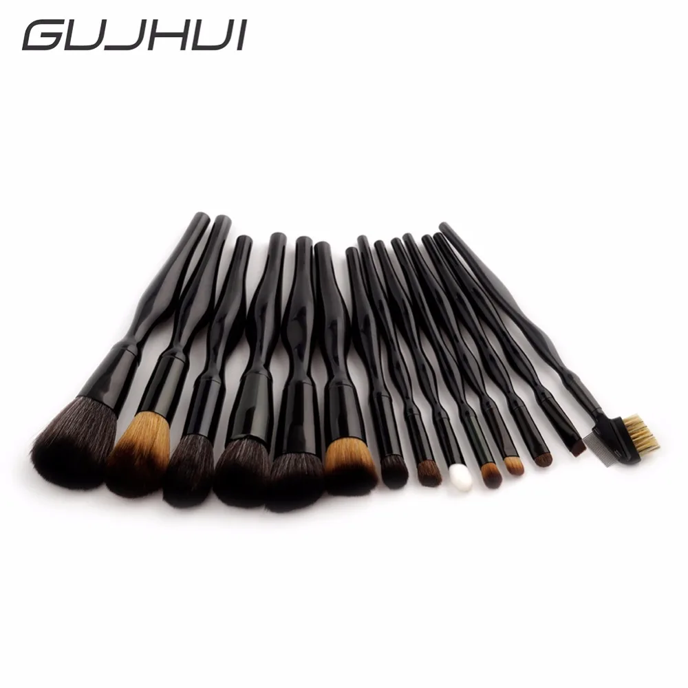 

GUJHUI 14Pcs Body Curve Foundation Concealer Eyeshadow Eye Lip Women Makeup Brushes Set