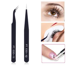 Пинцет из нержавеющей стали, дизайн ногтей, акриловые стразы, драгоценные камни, инструмент для украшения, макияж, индивидуальный Пинцет для ресниц, изогнутый плоский