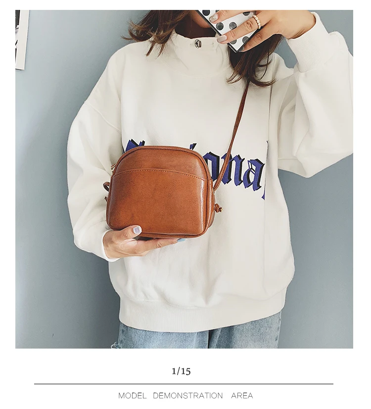2018 Hot Small Shell Crossbody Bags for Women New Simple Casual Mini Brown Messenger Bag for Girls Flap PU Leather Shoulder Bags(14)