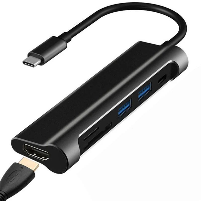 Uverbon USB C концентратор USB C 3,1-HDMI SD/TF кард-ридер для MacBook Pro Аксессуары usb type C зарядный порт 2 USB 3,0 концентратор адаптер