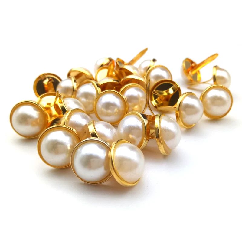 

50Pcs Gold Color Pearl Brads Diy Scrapbooking Photo Album Embellishment Decoration Fastener Brads Metal Crafts New Charm Brads