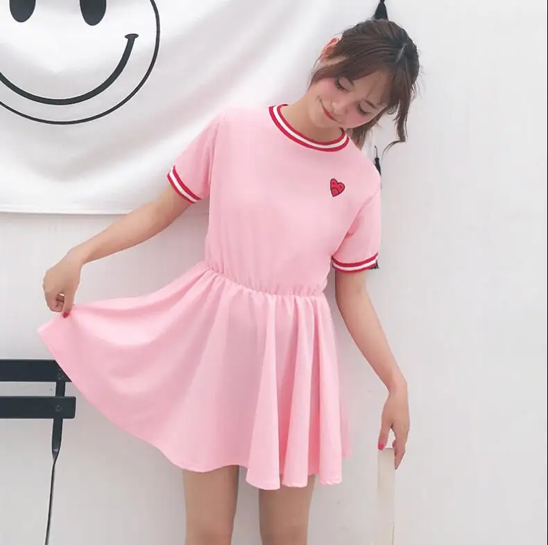 

Japanese soft girl summer women cute love embroidery dress